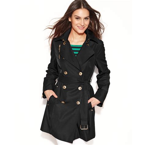 michael kors trenchcoat zwart|michael kors belted trench coats.